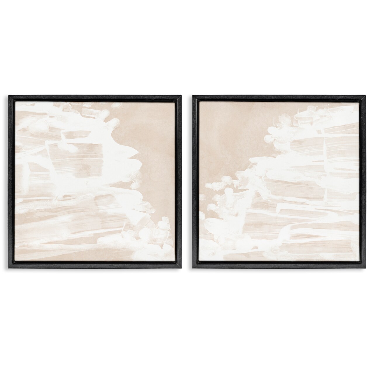 Stupell Industries Abstract Cream Layered Strokes 2 pc Framed Floater Canvas Wall Art Set Design by June Erica Vess